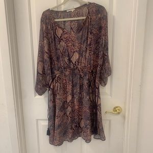 Anthropology sheer snake print mini dress